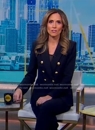 Rhiannon's navy blazer with gold buttons on Good Morning America