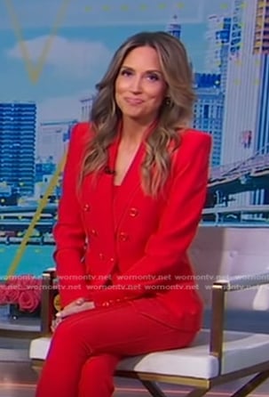 Rhiannon's red double breasted blazer on Good Morning America