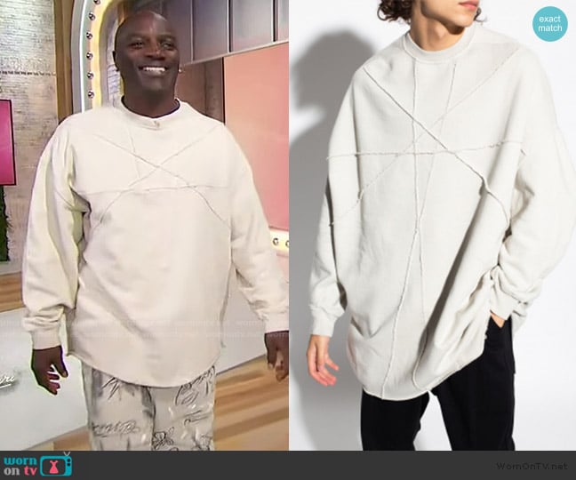 Rick Owens Sweatshirt with stitching worn by Akon on Sherri