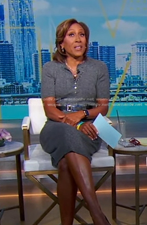 Robin’s grey ribbed sweater dress on Good Morning America