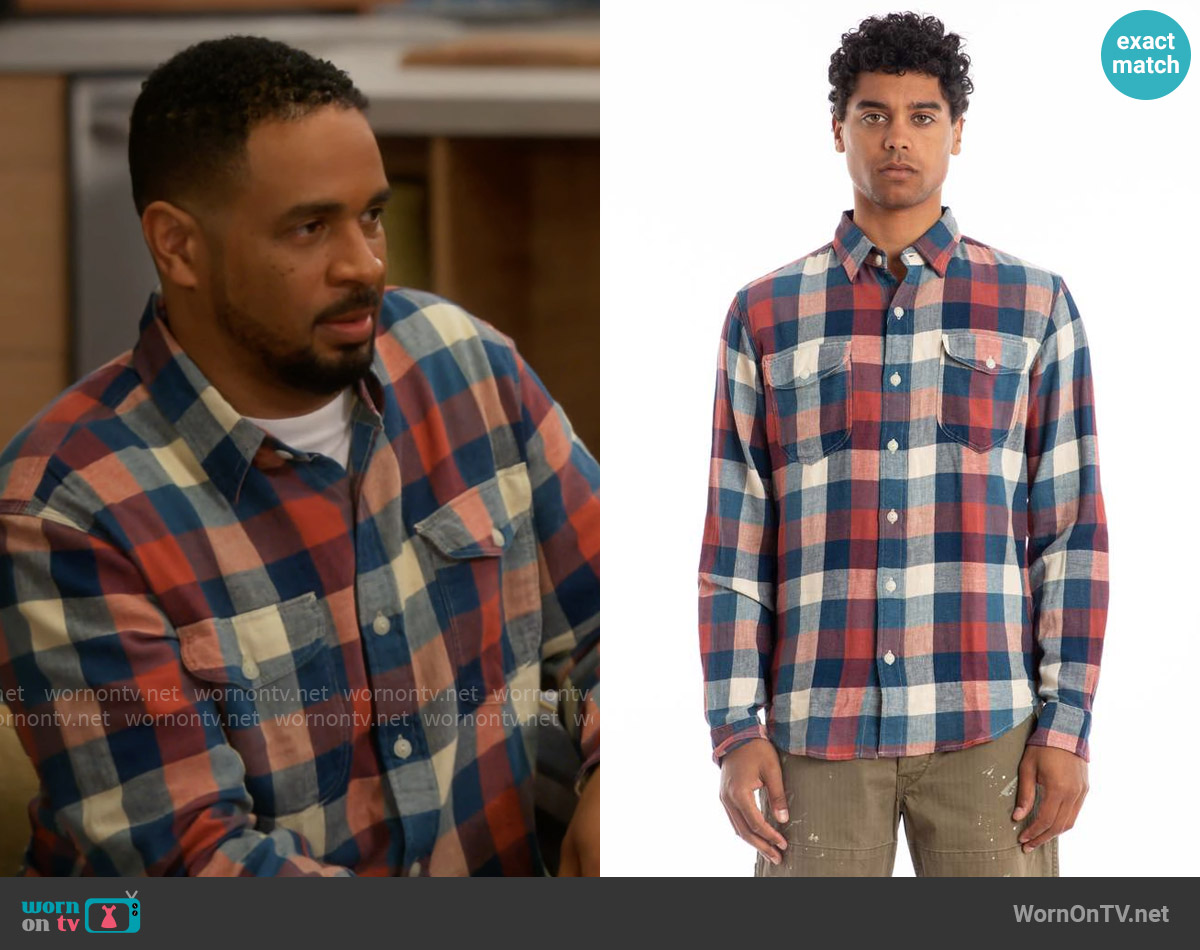 RRL Lee Plaid Twill Workshirt worn by Damon (Damon Wayans Jr.) on Poppas House