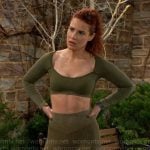 Sally’s green crop top and leggings top on The Young and the Restless