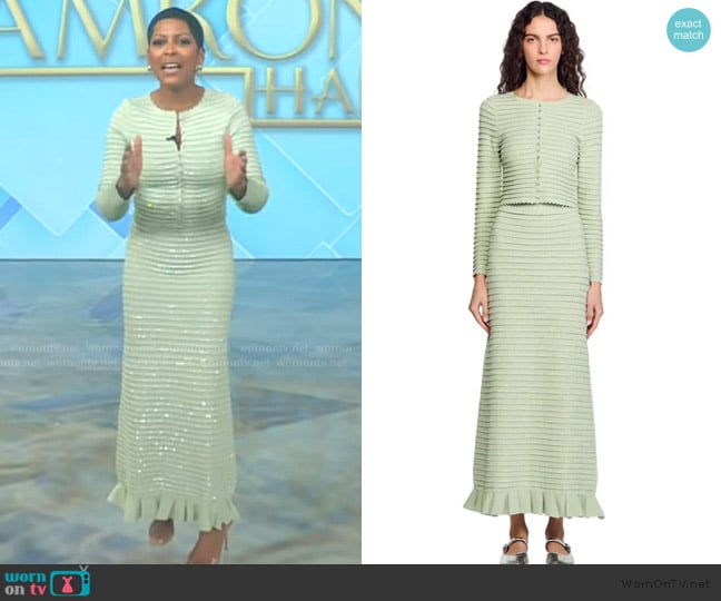 Sandro Rhinestone Cardigan worn by Tamron Hall on Tamron Hall Show