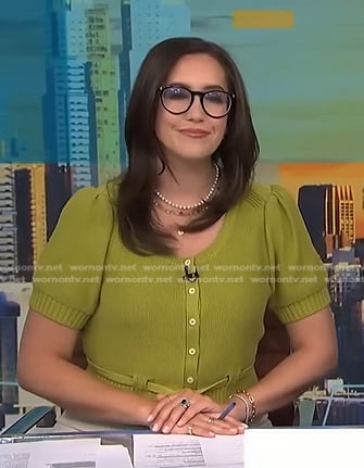 Savannah’s green short sleeve cardigan on NBC News Daily
