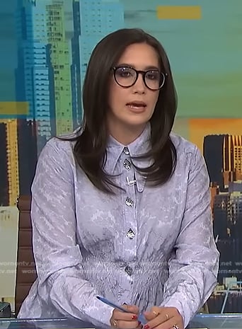 Savannah's lilac embellished button blouse on NBC News Daily