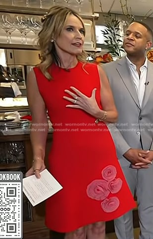 Savannah's red rosette dress on Today