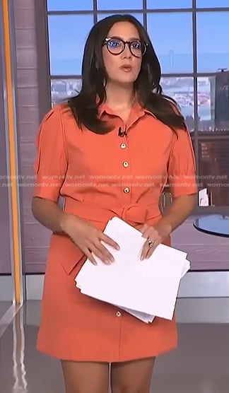 Savannah Sellers's orange belted mini dress on NBC News Daily
