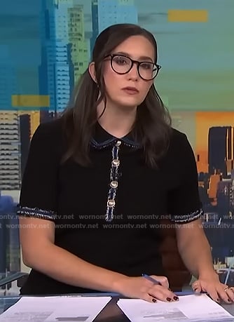 Savannah's black contrast trim polo top on NBC News Daily