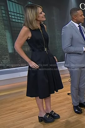 Savannah's black leather mules on Today
