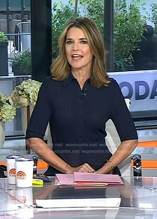 Savannah's navy ribbed polo dress on Today