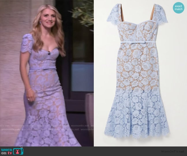 Self Portrait Belted corded lace midi dress worn by Annaleigh Ashford on Live with Kelly and Mark