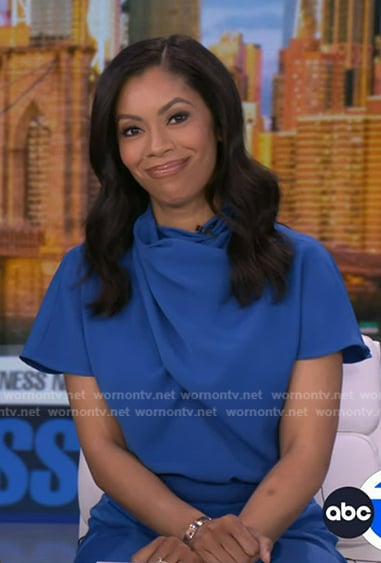 Shirleen's blue short sleeve jumpsuit on Good Morning America