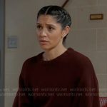 Stella’s burgundy sweater on Chicago Fire