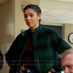 Stella’s green plaid bomber jacket on Chicago Fire