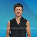 Stephanie’s black sleeveless satin shirt on Today