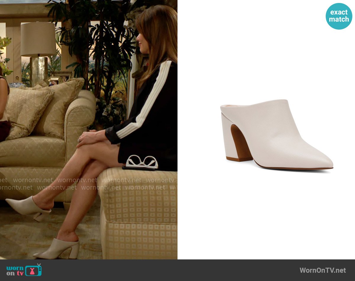 Steve Madden Leanne Mule worn by Steffy Forrester (Jacqueline MacInnes Wood) on The Bold and the Beautiful