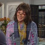 Susan’s yelllow floral shirt and purple cardigan on Days of our Lives