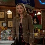Tessa’s brown studded leather jacket on The Young and the Restless