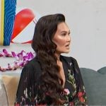 Tia Carrere’s floral print pleated blouse on Access Hollywood