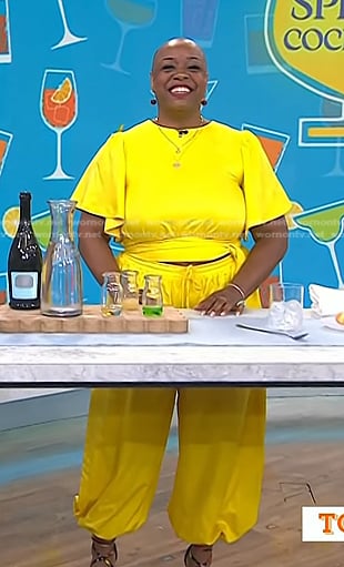 Tiffanie Barriere’s yellow cropped top and pants on Today