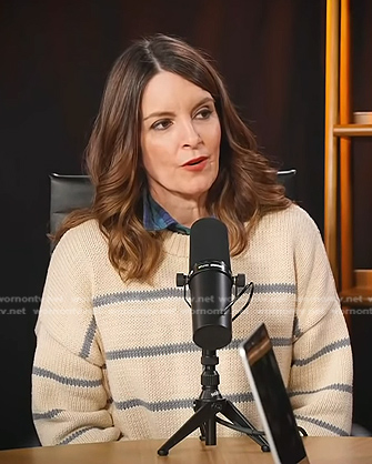 Tina Fey’s cream striped knit sweater on Today