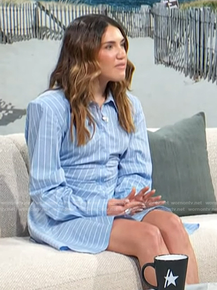 Tinx's blue stripe shirtdress on Access Hollywood