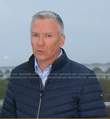 Tom Costello's navy quilted jacket on Today