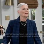 Tracy’s blue checked blazer on General Hospital