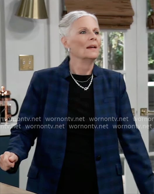 Tracy's blue checked blazer on General Hospital