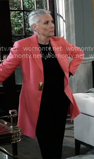 Tracy's coral jacket on General Hospital