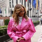 Tyra Banks’s pink leather coat on Today