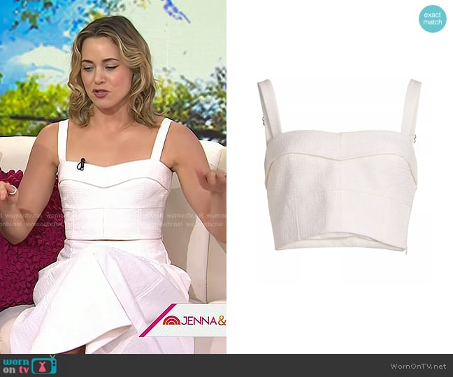 Veronica Beard Faxon Floral-Embroidered Crop Tank in dove worn by Erika Henningsen on Today