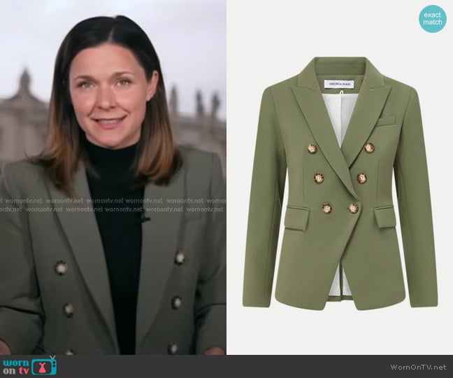 Veronica Beard Miller Dickey Jacket in Stone Army worn by Maggie Rulli on Good Morning America