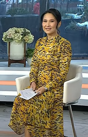 Vicky Nguyen's yellow printed ruffle dress on Today