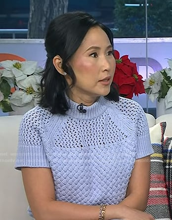 Vicky's blue open knit sweater on Today