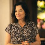 Victoria’s printed midi dress with ruched front on The White Lotus