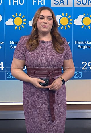 Violeta’s leather tie waist tweed dress on NBC News Daily
