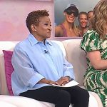 Wanda Sykes’s blue cropped shirt and flatform loafers on Today