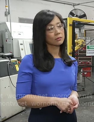 Weijia Jiang’s blue top on CBS Mornings