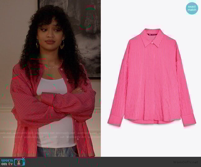 Zara Flowy Striped Shirt worn by Olivia Baker (Samantha Logan) on All American