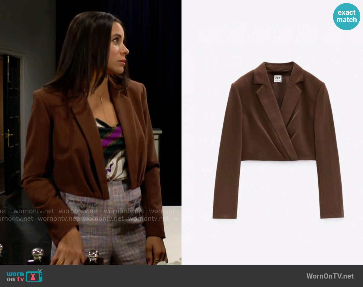 Zara Cropped Blazer worn by Daphne Rose (Murielle Hilaire) on The Bold and the Beautiful
