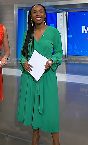 Zinhle’s green wrap midi dress on NBC News Daily