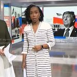 Zinhle’s white striped v-neck dress on NBC News Daily
