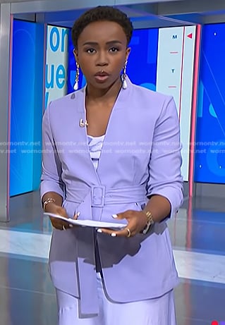 Zinhle's lilac belted blazer on NBC News Daily