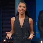 Zuri’s denim belted sleeveless dress on Access Hollywood