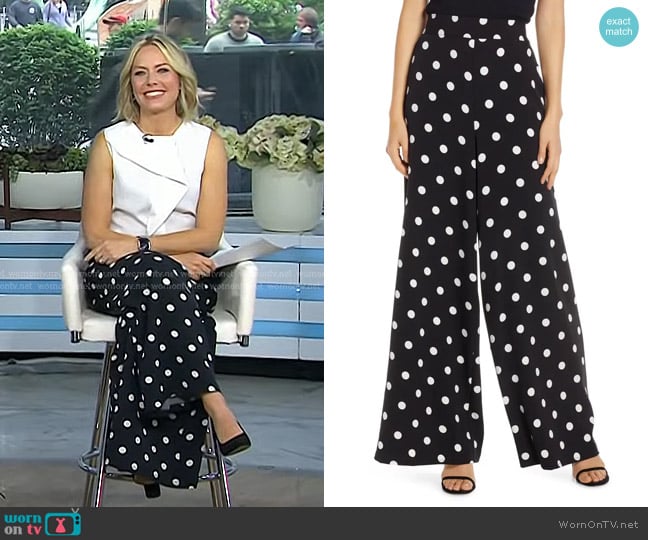 Eliza J Polka Dot Wide Leg Crepe Pants worn by Dylan Dreyer on Today