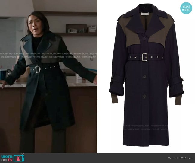3.1 Phillip Lim Double-Face Two-Tone Trench Coat worn by Athena Grant (Angela Bassett) on 9-1-1