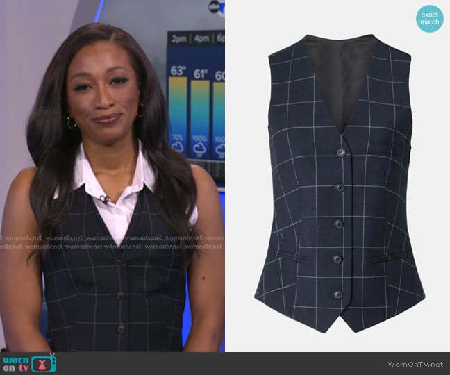 3.1 Phillip Lim x RTR Plaid Tailored Vest worn by Brittany Bell on Good Morning America