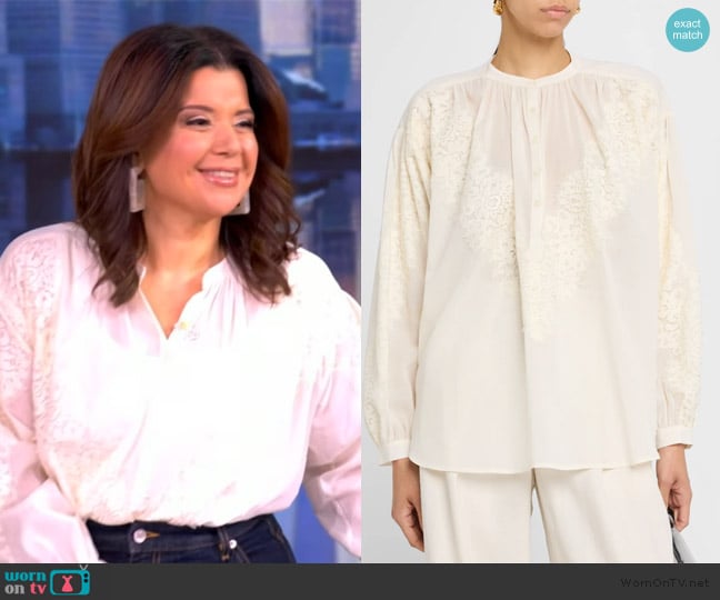 A.L.C. Elaine High-Neck Lace Top worn by Ana Navarro on The View