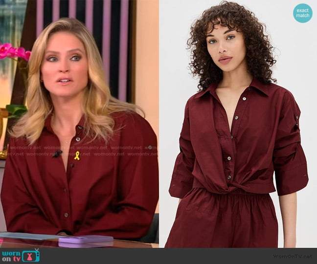 A.L.C. Leo Cropped Cotton Shirt worn by Sara Haines on The View